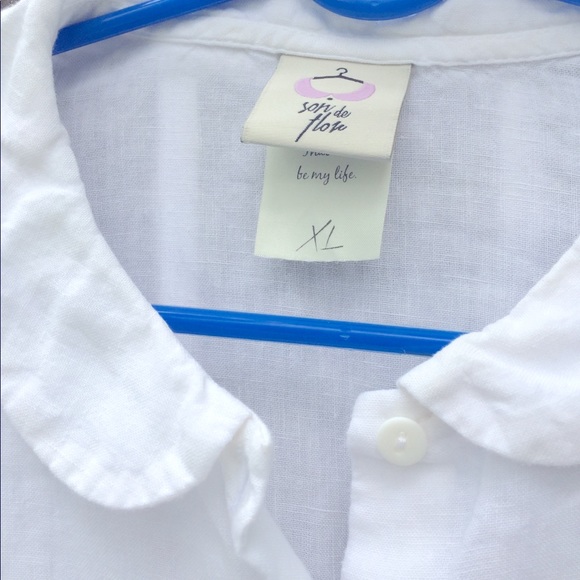 Son de Flor classic white Peter Pan linen top - Picture 2 of 4